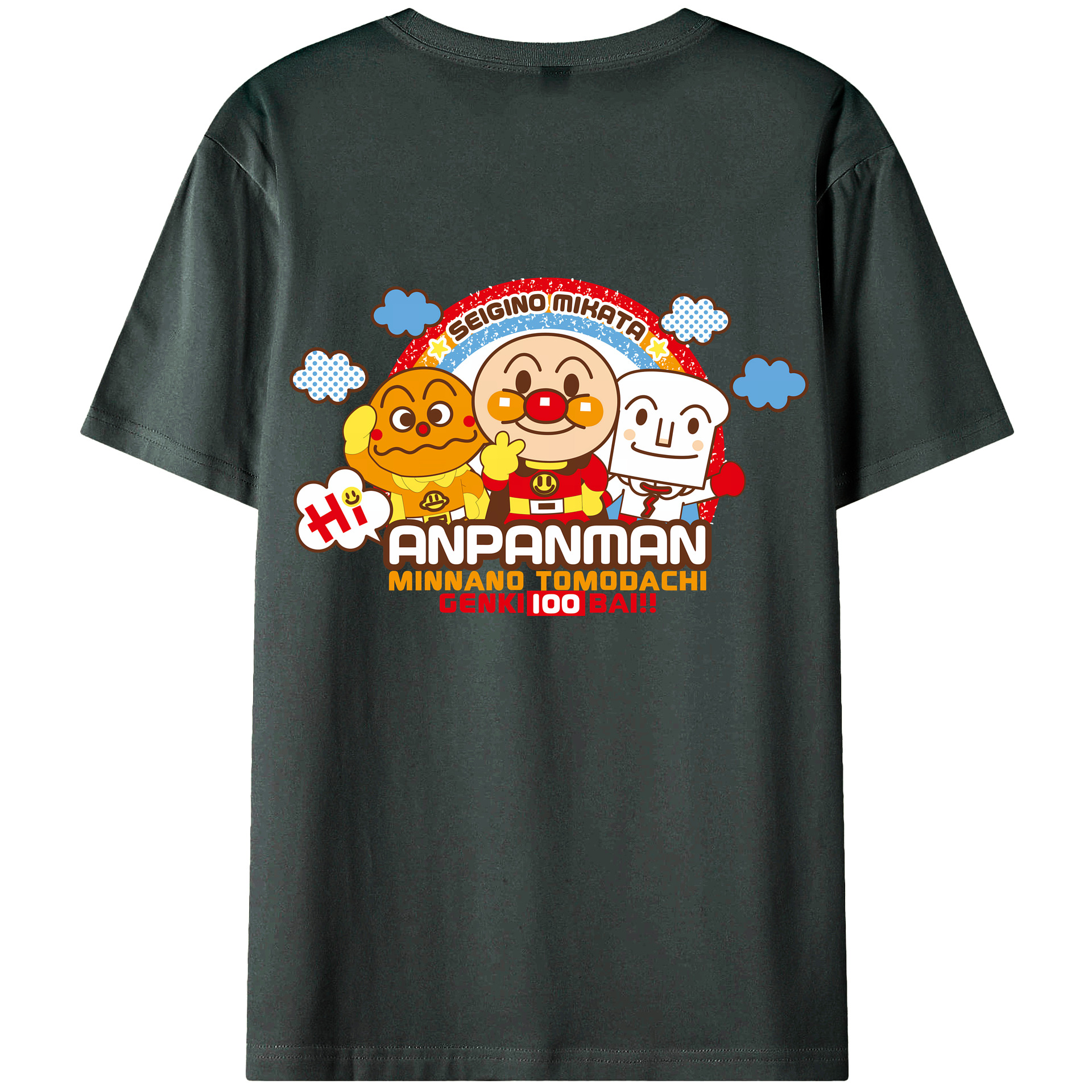 （画像用） アンパンマン Anpanman 綿100％ メンズ半袖Tシャツ（バックプリント） 通気性